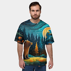 Футболка оверсайз мужская Хозяин тайги: медведь в лесу, цвет: 3D-принт — фото 2