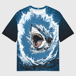 Футболка оверсайз мужская Морда акулы в воде, цвет: 3D-принт