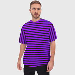 Футболка оверсайз мужская Фиолетовый в чёрную полоску, цвет: 3D-принт — фото 2