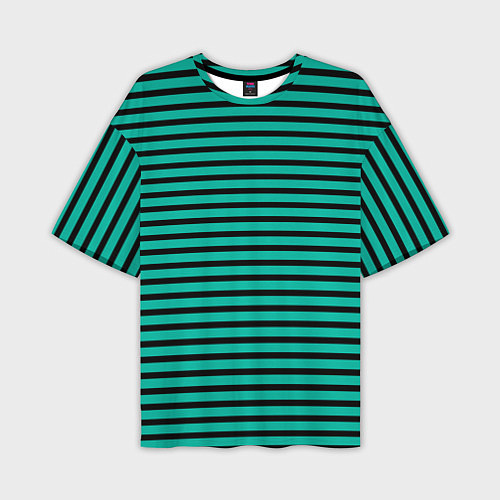 Мужская футболка оверсайз Зелёный в чёрную полоску / 3D-принт – фото 1