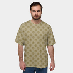 Футболка оверсайз мужская Паттерн глаз с растительным орнаментом на бежевом, цвет: 3D-принт — фото 2