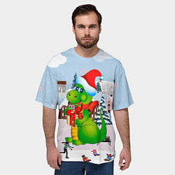 Футболка оверсайз мужская Новогодний дракон, цвет: 3D-принт — фото 2