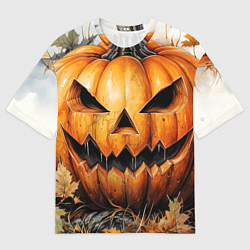Футболка оверсайз мужская Оскал тыквы, цвет: 3D-принт