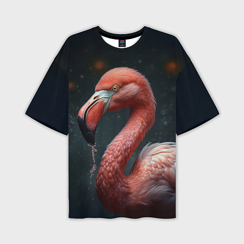 Мужская футболка оверсайз Фламинго с каплями воды / 3D-принт – фото 1