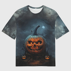 Мужская футболка оверсайз Хэллоуинская праздничная тыква
