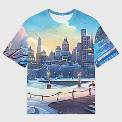 Футболка оверсайз мужская Зимний большой город, цвет: 3D-принт