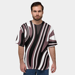 Футболка оверсайз мужская Абстракция пыльно-розовый и чёрный, цвет: 3D-принт — фото 2