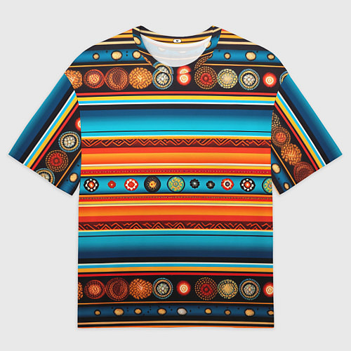 Мужская футболка оверсайз Этнический узор в горизонтальную полоску / 3D-принт – фото 1