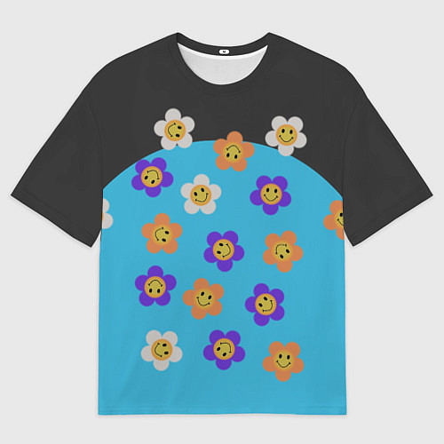 Мужская футболка оверсайз Ромашковое поле улыбок / 3D-принт – фото 1