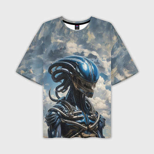 Мужская футболка оверсайз Синий ксеноморф / 3D-принт – фото 1