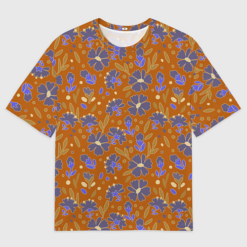 Мужская футболка оверсайз Цветы в поле коричневый цвет / 3D-принт – фото 1