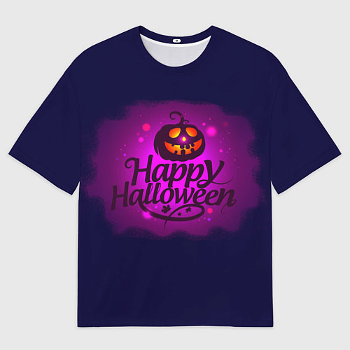 Мужская футболка оверсайз Светящаяся тыква хэллоуин / 3D-принт – фото 1
