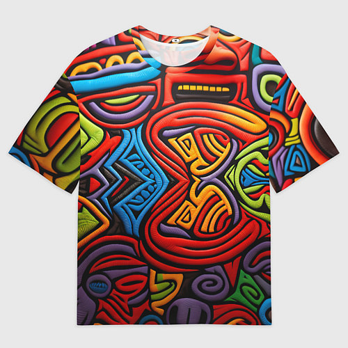 Мужская футболка оверсайз Разноцветный узор в стиле абстракционизм / 3D-принт – фото 1