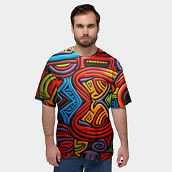 Футболка оверсайз мужская Разноцветный узор в стиле абстракционизм, цвет: 3D-принт — фото 2