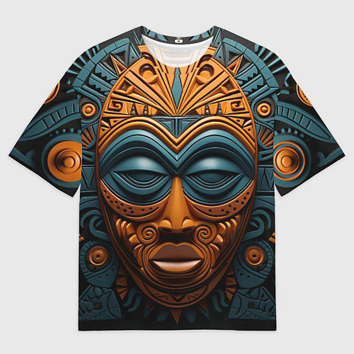 Мужская футболка оверсайз Африканские маски / 3D-принт – фото 1