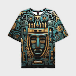 Мужская футболка оверсайз Орнамент с маской в египетском стиле
