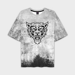 Мужская футболка оверсайз Texture - разозленный волк