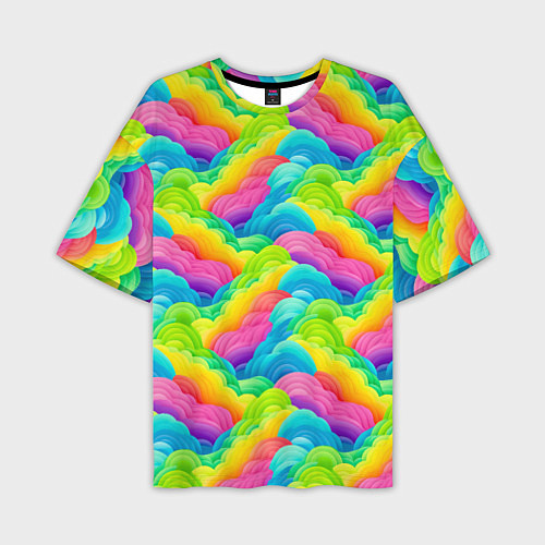 Мужская футболка оверсайз Разноцветные облака из бумаги паттерн / 3D-принт – фото 1