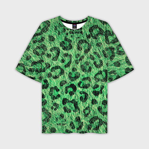 Мужская футболка оверсайз Зелёный леопард паттерн / 3D-принт – фото 1