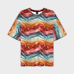 Мужская футболка оверсайз Разноцветные полосы текстура ткани