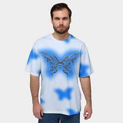 Футболка оверсайз мужская Y2K blue butterfly, цвет: 3D-принт — фото 2