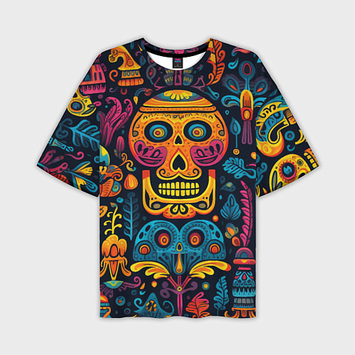 Мужская футболка оверсайз Узор в мексиканском стиле / 3D-принт – фото 1