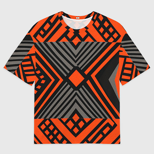 Мужская футболка оверсайз Узор в этническом стиле племени масаев / 3D-принт – фото 1