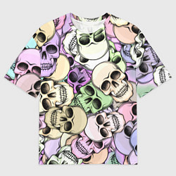 Мужская футболка оверсайз Разноцветные черепа паттерн