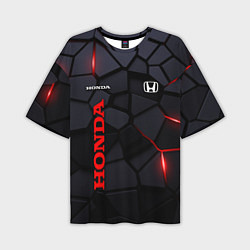 Мужская футболка оверсайз Honda черные плиты с эффектом свечения