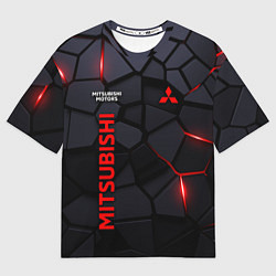 Футболка оверсайз мужская Mitsubishi черные плиты с эффектом свечения, цвет: 3D-принт