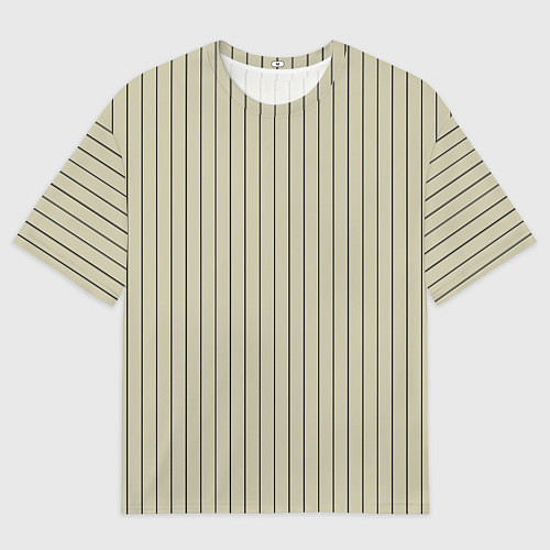 Мужская футболка оверсайз Серо-бежевый широкая полоска / 3D-принт – фото 1
