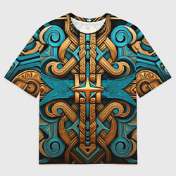 Футболка оверсайз мужская Орнамент в норвежском стиле, цвет: 3D-принт