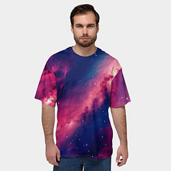 Футболка оверсайз мужская Галактика в розовом цвете, цвет: 3D-принт — фото 2