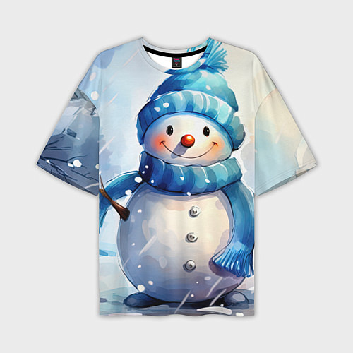Мужская футболка оверсайз Большой снеговик / 3D-принт – фото 1