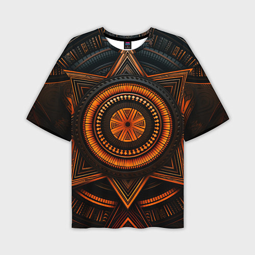 Мужская футболка оверсайз Орнамент в африканском стиле на тёмном фоне / 3D-принт – фото 1