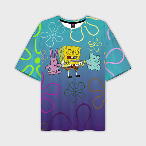Мужская футболка оверсайз Spongebob workout / 3D-принт – фото 1