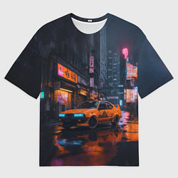 Мужская футболка оверсайз Оранжевый автомобиль