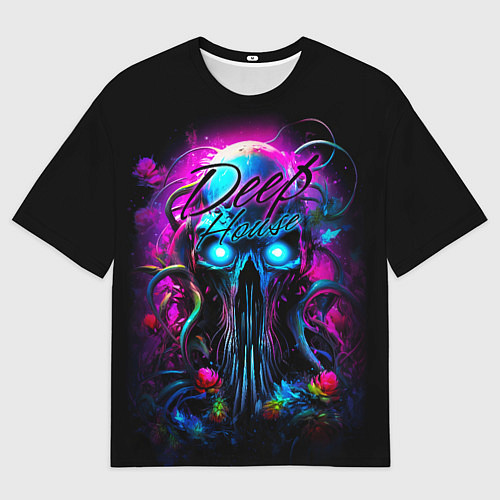 Мужская футболка оверсайз Deep house neon / 3D-принт – фото 1