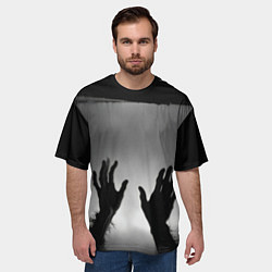 Футболка оверсайз мужская Руки зомби в ночном тумане, цвет: 3D-принт — фото 2