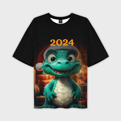 Мужская футболка оверсайз Зеленый дракон 2024 / 3D-принт – фото 1