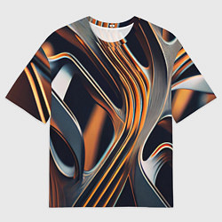 Футболка оверсайз мужская Слияние красок оранжевого и чёрного абстракция, цвет: 3D-принт