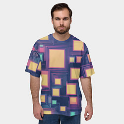 Футболка оверсайз мужская Разноцветные ретро квадраты, цвет: 3D-принт — фото 2