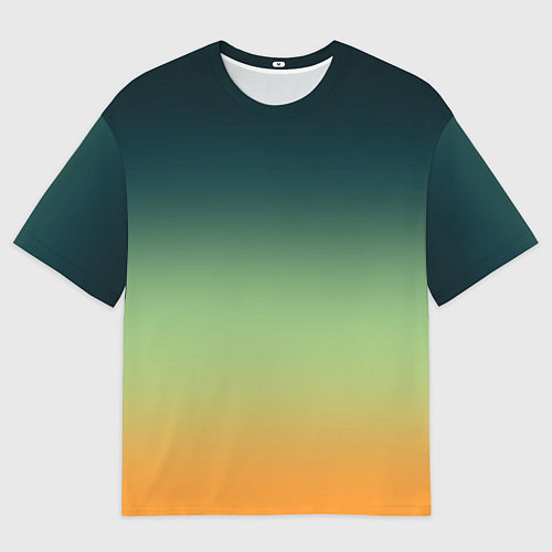 Мужская футболка оверсайз Темно-зеленый и желтый градиент / 3D-принт – фото 1