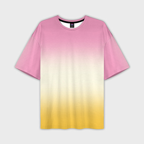 Мужская футболка оверсайз Розовый бежевый желтый градиент / 3D-принт – фото 1