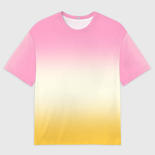 Мужская футболка оверсайз Розовый бежевый желтый градиент / 3D-принт – фото 1