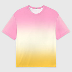 Футболка оверсайз мужская Розовый бежевый желтый градиент, цвет: 3D-принт
