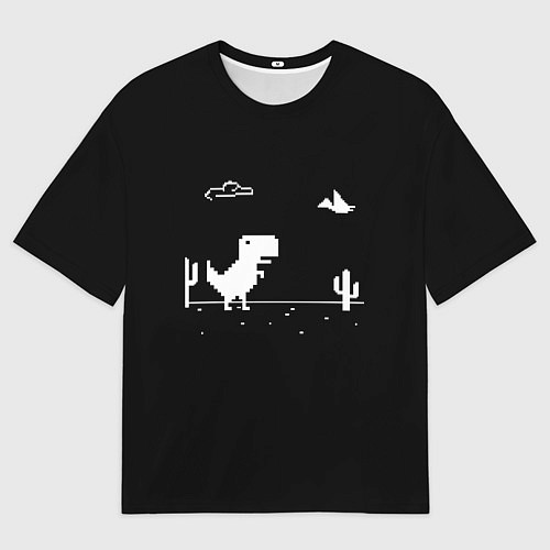 Мужская футболка оверсайз Динозавр гугл хром Dino / 3D-принт – фото 1