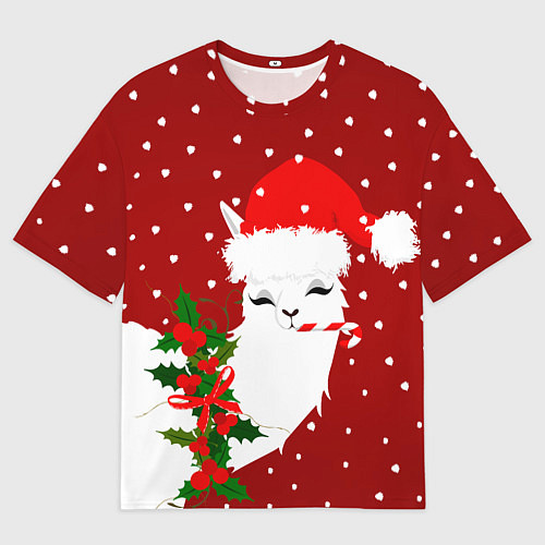 Мужская футболка оверсайз Лама - альпака с леденцом / 3D-принт – фото 1