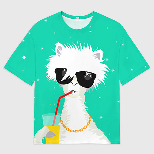 Мужская футболка оверсайз Лама - альпака на чиле / 3D-принт – фото 1