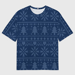 Футболка оверсайз мужская Зимние узоры в скандинавском стиле, цвет: 3D-принт